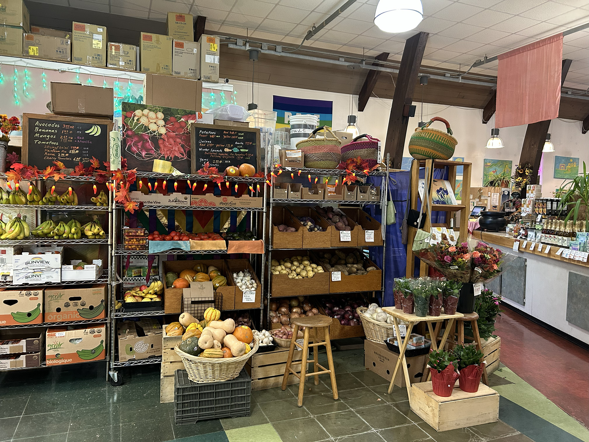 store interior: more produce